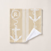 航海のいかりロープビーチサンドモノグラム バスタオルセット (ウォッシュタオル)