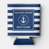 航海のいかりロープボストライプのート名ウェルカム 缶クーラー (正面)