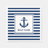 航海のいかりロープボストライプのート名 スタンダードカクテルナプキン (正面)