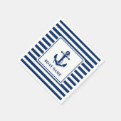 航海のいかりロープボストライプのート名 スタンダードカクテルナプキン (角)