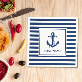 航海のいかりロープボストライプのート名 スタンダードカクテルナプキン