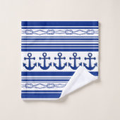 航海のいかりロープ及びストライプ バスタオルセット (ウォッシュタオル)