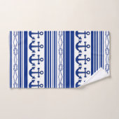 航海のいかりロープ及びストライプ バスタオルセット (ハンドタオル)