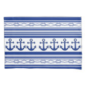 航海のいかりロープ及びストライプ 枕カバー (正面左)