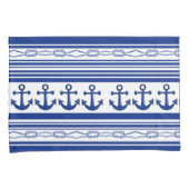 航海のいかりロープ及びストライプ 枕カバー (正面右)