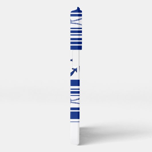 航海のいかりロープ及び名ストライプ称付き iPhoneケース (右側面)