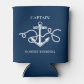 航海のいかりロープ船長パーソナライズされた名 缶クーラー (正面)