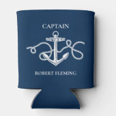 航海のいかりロープ船長パーソナライズされた名 缶クーラー (裏面)