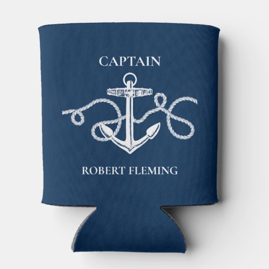 航海のいかりロープ船長パーソナライズされた名 缶クーラー (裏面)