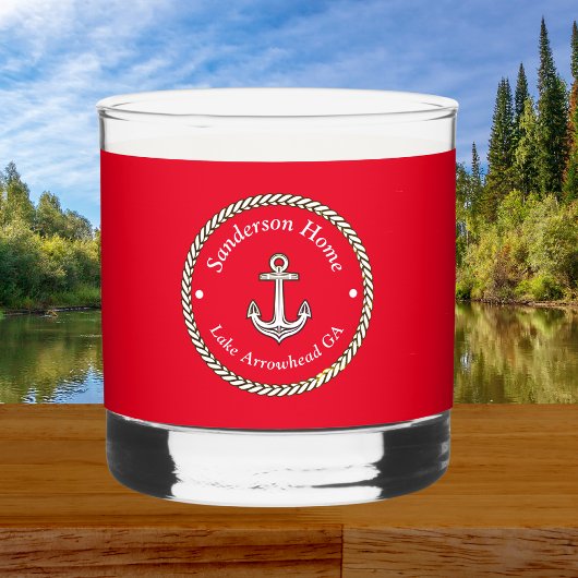 航海のいかりロープ赤白青モノグラム名 ウイスキーグラス