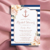 航海のいかりヴィンテージフローラネイビーブライダルシャワー 招待状