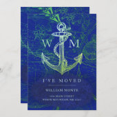 航海のいかりヴィンテージワールドマップ移動 案内状 (正面/裏面)