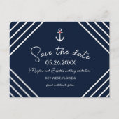 航海のいかり予算ビーチ結婚式保存日付 案内ポストカード (正面)