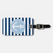 航海のいかり付きトラベル荷物タストライプグ ラゲッジタグ (正面横)