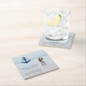 航海のいかり写真ウェディング日付の保存 スクエアペーパーコースター (インサイチュ)