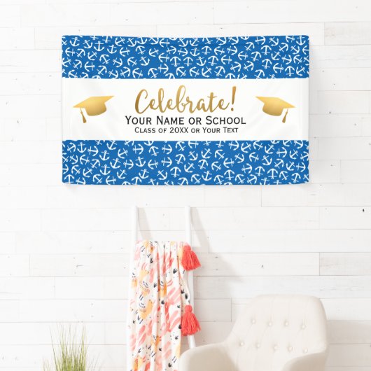 航海のいかり卒業クラス20XXグラッドキャップ 横断幕 (インサイチュ)