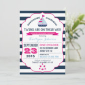 航海のいかり及びストライプベビーシャワー招待状 招待状 (スタンド正面)