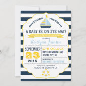 航海のいかり及びストライプベビーシャワー招待状 招待状 (正面)