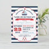 航海のいかり及びストライプベビーシャワー招待状 招待状 (スタンド正面)