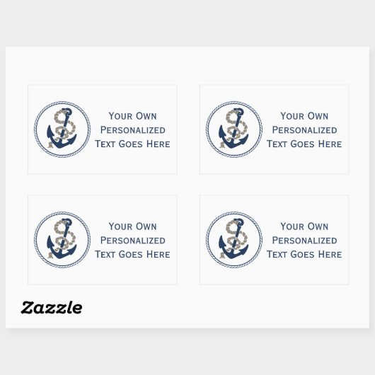 航海のいかり及びロープ帆走式の主題 長方形シール (シート)