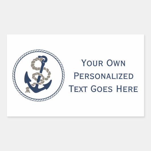 航海のいかり及びロープ帆走式の主題 長方形シール (正面)