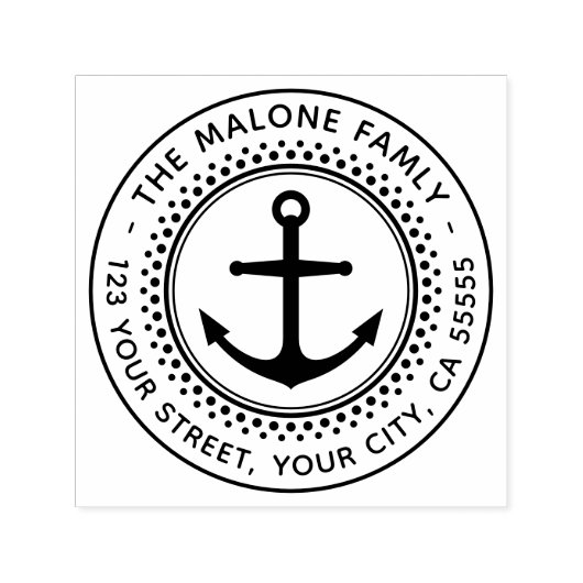 航海のいかり及び縁ど差出人住所 セルフインキングスタンプ (デザイン)