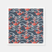 航海のいかり及び縄模様 スタンダードカクテルナプキン (正面)