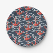 航海のいかり及び縄模様 ペーパープレート (正面)