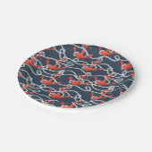 航海のいかり及び縄模様 ペーパープレート (アングル)