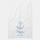 航海のいかり及び魚カスタム製キッチンタオル キッチンタオル (縦)