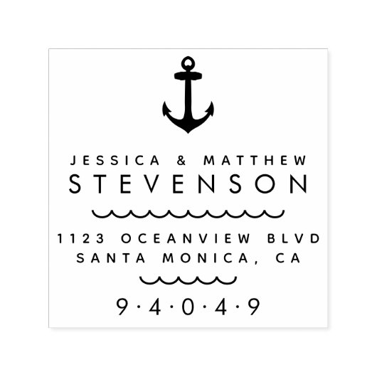 航海のいかり対結婚した差出人住所 セルフインキングスタンプ (デザイン)