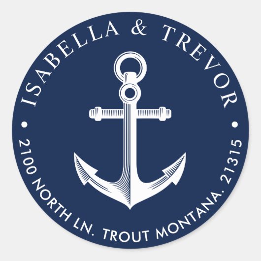 航海のいかり差出人住所 ラウンドシール (正面)