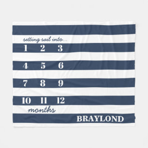 航海のいかり月次マイルストーンブランケット フリースブランケット