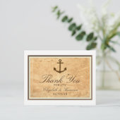 航海のいかり枠ヴィンテージ紙ありがとう ポストカード (スタンド正面)