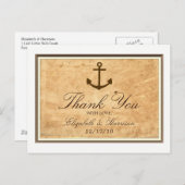 航海のいかり枠ヴィンテージ紙ありがとう ポストカード (正面/裏面)