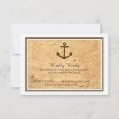 航海のいかり枠ヴィンテージ紙ウェディングRSVP 出欠カード (正面)