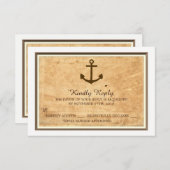 航海のいかり枠ヴィンテージ紙ウェディングRSVP 出欠カード (正面/裏面)