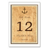 航海のいかり枠ヴィンテージ紙テーブル番号 テーブルナンバー (裏面)