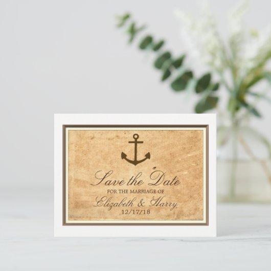 航海のいかり枠ヴィンテージ紙日付の保存 案内ポストカード (スタンド正面)