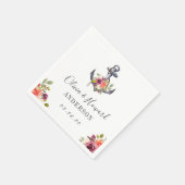 航海のいかり水色フローラ結婚のノット スタンダードカクテルナプキン (角)