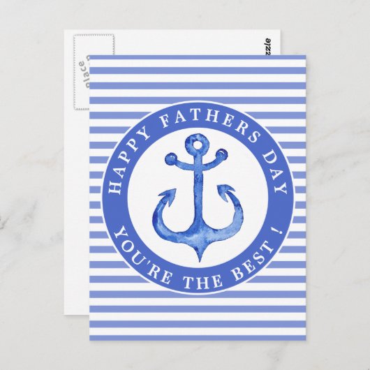 航海のいかり海軍ストライプの父の日はがき ポストカード (正面/裏面)
