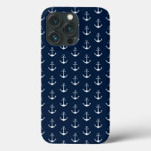 航海のいかり濃紺の白い柄かわいい Case-Mate iPhoneケース (裏面)