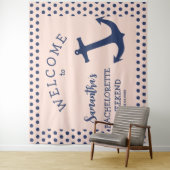 航海のいかり点々のあるバチェロレッテ背景 タペストリー (インサイチュ)