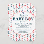 航海のいかり男遠くに子の赤ちゃんシャワー 招待状 (正面/裏面)