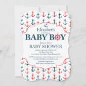 航海のいかり男遠くに子の赤ちゃんシャワー 招待状 (正面)