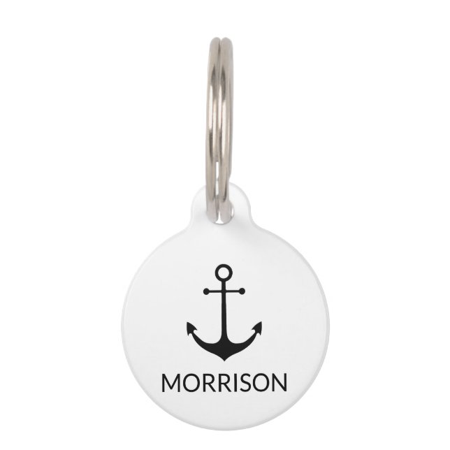 航海のいかり白黒カスタム犬の名前の情報 ペット　ネームタグ (正面)