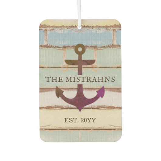 航海のいかり素朴ウッドボート名 カーエアーフレッシュナー (正面)