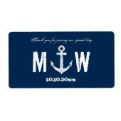 航海のいかり結婚のワインまたはボトルのラベル ラベル (正面)