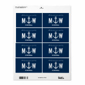 航海のいかり結婚のワインまたはボトルのラベル ラベル (フルシート)