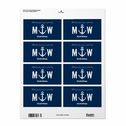 航海のいかり結婚のワインまたはボトルのラベル ラベル (フルシート)